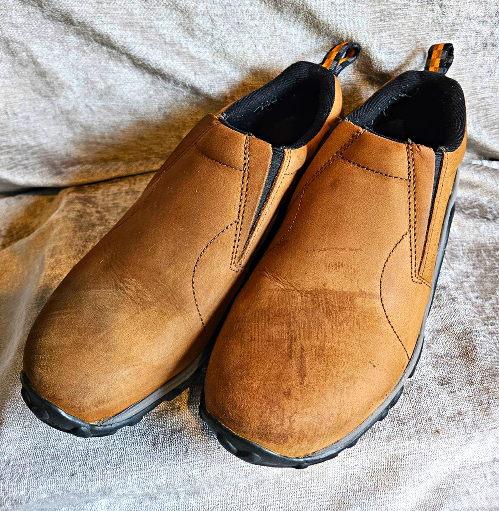 Merrell Mens Brown Leather Slip-On Casual Shoes Round Toe US 9 EU 43 J60831